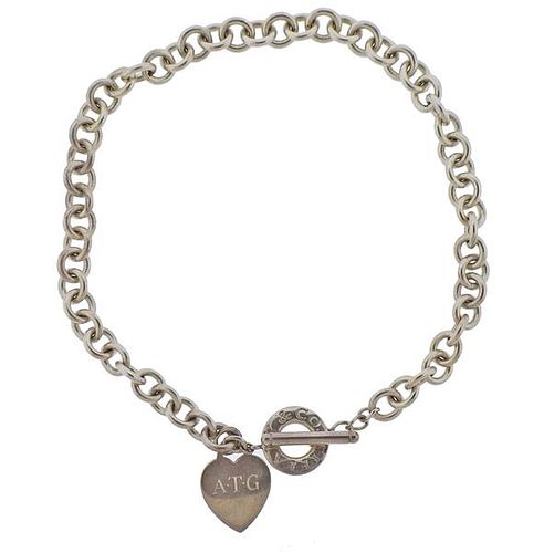 Tiffany &amp; Co Silver Heart Tag Toggle Necklace