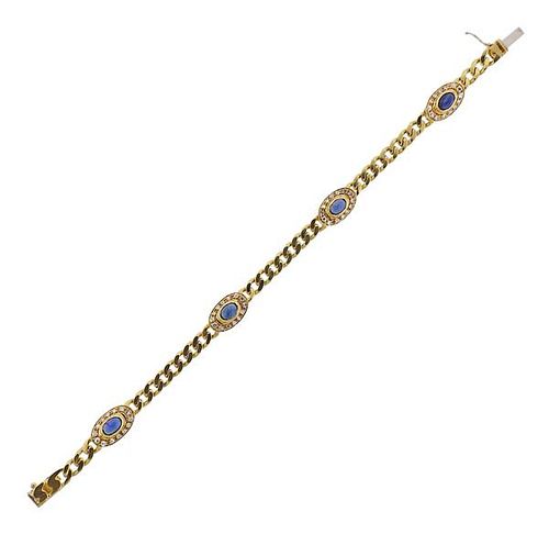 18k Gold Diamond Sapphire Bracelet 