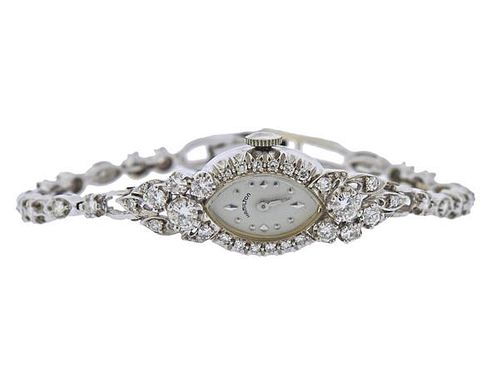 Hamilton 1950s 14k Gold Diamond Lady&#39;s Watch 