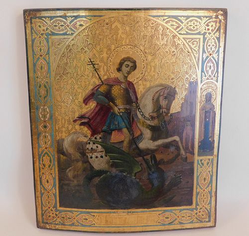 ANTIQUE RUSSIAN ICON ST. GEORGE
