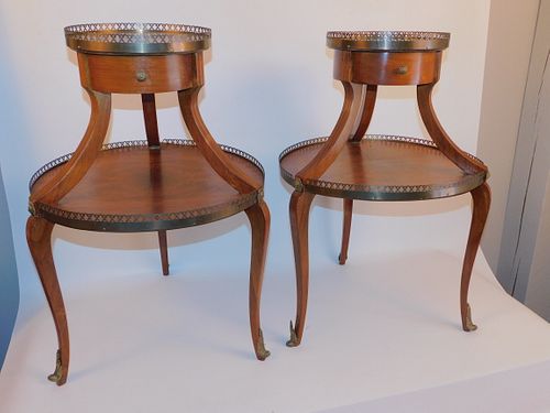PAIR FRENCH 2 TIER TABLES 