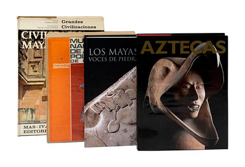 LOTE DE LIBROS SOBRE CIVILIZACIONES ANTIGUAS Y ANTROPOLOGÍA. a) Los Mayas. Voces de Piedra. b) Museo Nacional de Antropología. Pzs: 4.