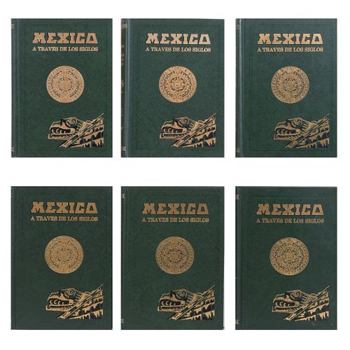 México a través de los Siglos. Riva Palacio, Vicente. México: Editorial Cumbre, sin año.  Historia General y Completa... Piezas: 6.