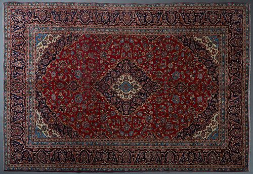 Semi-Antique Persian Kashan Carpet, 9' 2 x 12' 7.