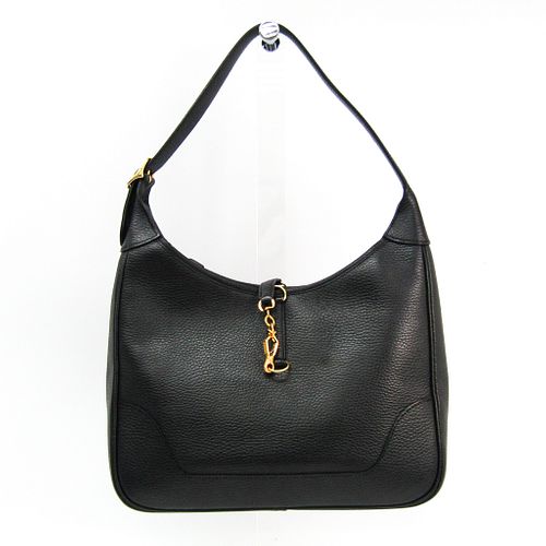 Hermes Trim 31 Women's Togo Leather Shoulder Bag Black