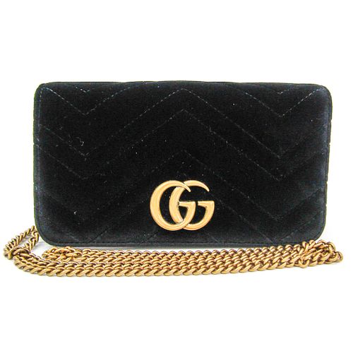 Gucci GG Marmont 488426 Women's Suede,Leather Shoulder Bag Black