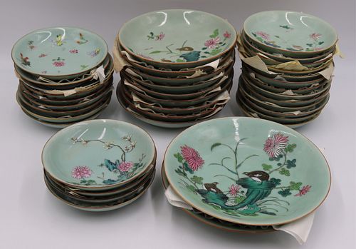 Chinese Enamel Decorated Celadon Porcelain