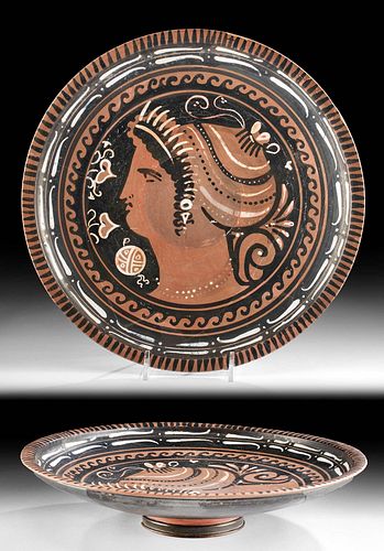 Greek Apulian Red-Figure Footed Plate Lady of Fashion