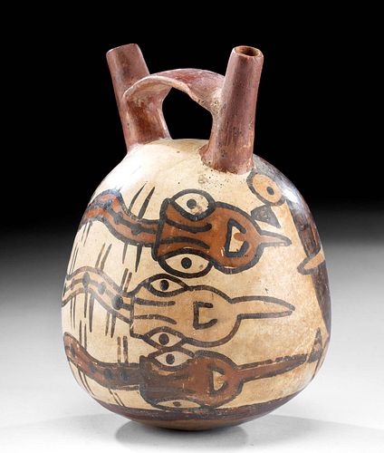 Nazca Pottery Stirrup Vessel w/ Feline