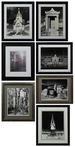 Dave Sloan, "New Orleans Scenes," six silver gelatin photographs, signed lower right margin, 4 of the cemeteries, 1 Jackson Square, and 1 swamp scene;