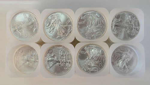 Eight Rolls of Silver, to include 2 1/2 rolls of silver Eagles, 1 oz. each, 140 t.oz. total.
