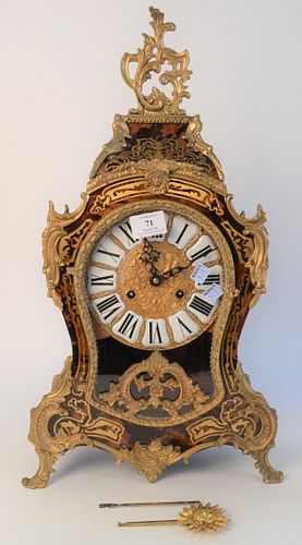 Louis XV Style Faux Boule Mantle Clock, with porcelain Roman numerals, height 22 inches.