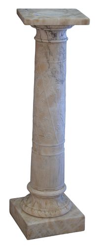 Marble Pedestal, having floral, carved shaft, height 42 inches, top 11 3/4" x 11 3/4".