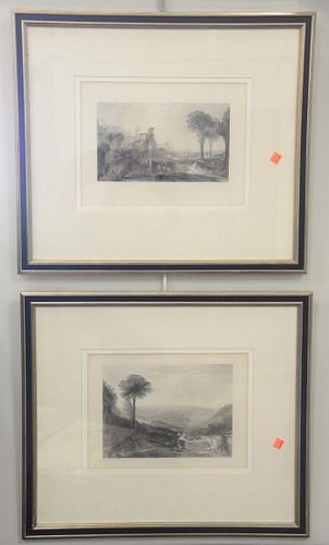 Grouping of Six J.M.W. Turner (British, 1775 - 1851), Italian landscapes, engravings on paper, each titled in plate in the lower margin, sizes ranging