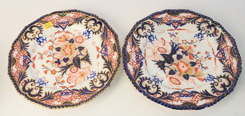 Set of Eight Bloor Derby Porcelain Dinner Plates, marked on bottom 'Bloor Derby', diameter 10 inches.