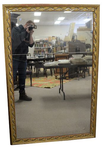George III Style Rectangular Two-Part Mirror, having gilt and jeweled openwork frame, possibly Irish, 60" x 38".