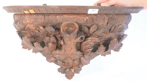 Black Forest Shelf, having carved leaves and stump, (1 chip at base), height 12 inches, length 24 inches.