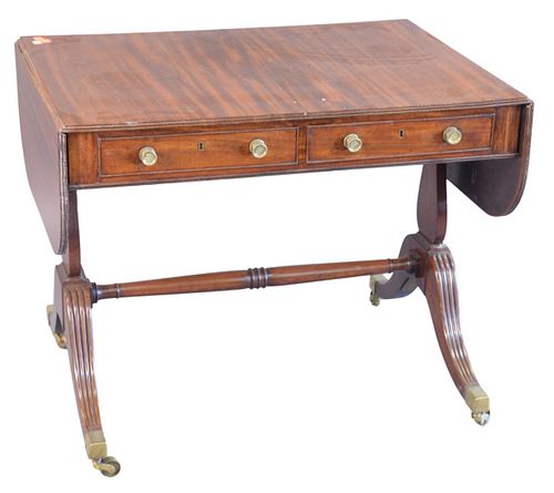 George IV Mahogany Sofa Table, on four downswept members, height 28 inches, top 24 3/4" x 35".