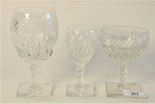 Set of Hawkes Cut Crystal Stems, 57 pieces, along with tall stems; 64 total pieces, heights 6 1/4", 4 3/4" and 5".