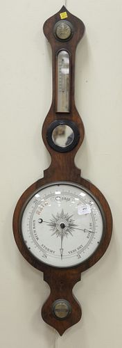 Mahogany Barometer with porcelain dial.