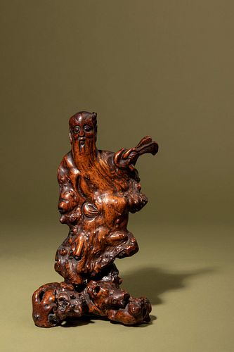 A Carved Natural Root Figure of an Immortal
