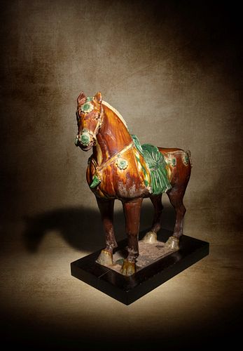 ASancai Glazed Pottery Figure of a Standing Horse