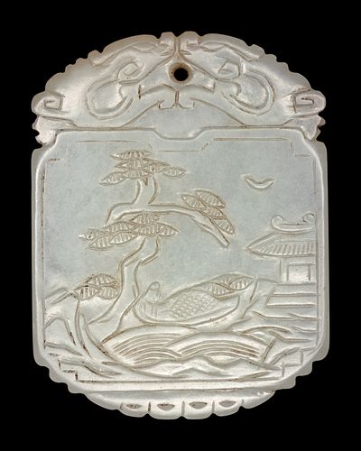 A White Jade 'Zigang' Plaque