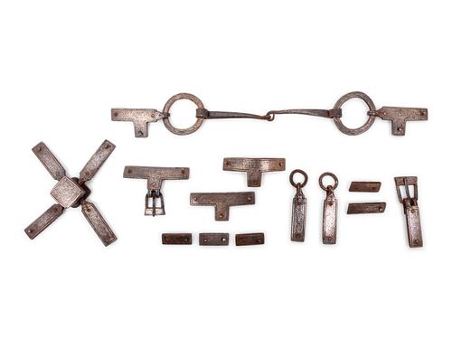 A Set of Iron and Silver Niello Bronze Horse Harness Fittings