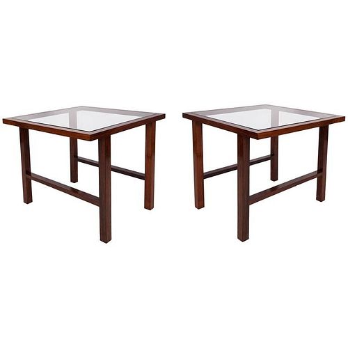 Branco & Preto Brazilian Modern Side Tables, Pair