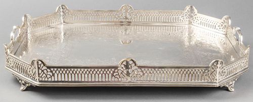 Silverplate Serving Tray with Etched Design