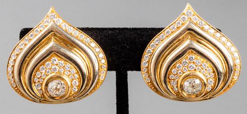 Marina B. 18K Yellow Gold "Paon" Diamond Earrings