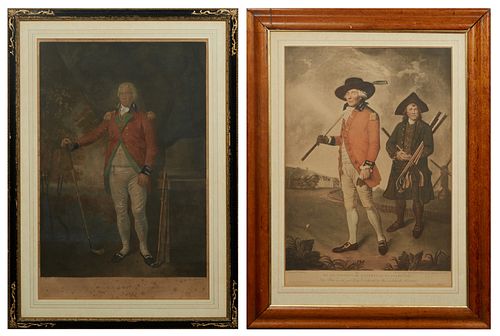 William Ward (1766-1826, British) & Valentine Green (1739-1813, British), "To the Society of Golfers at Blackheath," 19th c., pair of colored mezzotin