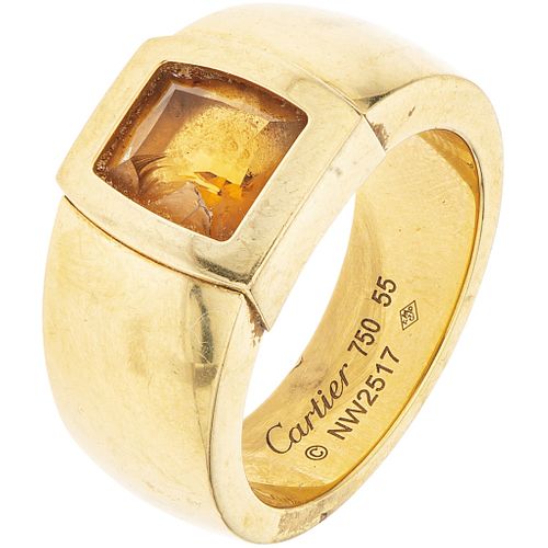 18K YELLOW GOLD CITRINE RING, CARTIER Fantasy cut citrine ~1.50 ct. Weight: 20.9 g. Size: 7 ¾