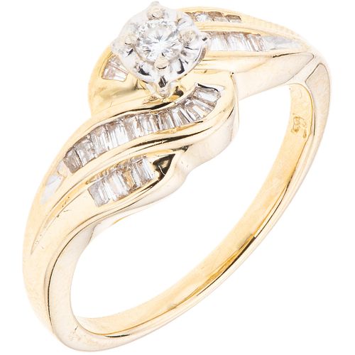 RING WITH DIAMONDS IN 14K YELLOW GOLD 29 Diamonds (different cuts) ~0.35 ct. Weight: 3.7 g. Size: 7
