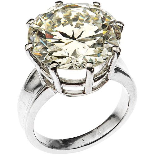 RING WITH SOLITAIRE DIAMOND GIA CERTIFICATE IN PALLADIUM SILVER 1 Brilliant cut diamond ~11.35 ct Clarity: SI2 Color: M
