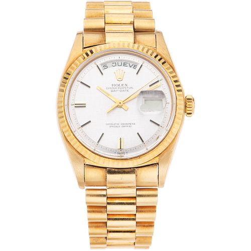 ROLEX OYSTER PERPETUAL DAY - DATE WATCH IN 18K YELLOW GOLD REF. 1803  Movement: automatic. Weight: 120.7 g