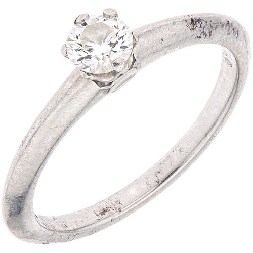 RING WITH SOLITAIRE DIAMOND IN .950 PLATINUM, TIFFANY & CO. 1 Brilliant cut diamond - 0.28 ct Clarity: VS2 Size: 6