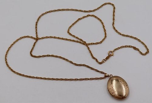 JEWELRY. 14kt Gold Locket and Chain Necklace.