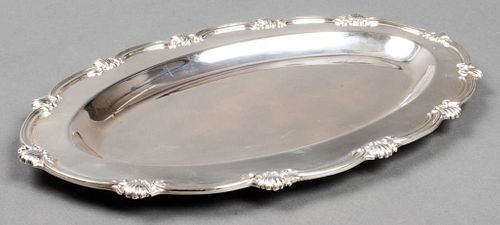 Camusso Peruvian Silver Oval Tray with Shell Rim