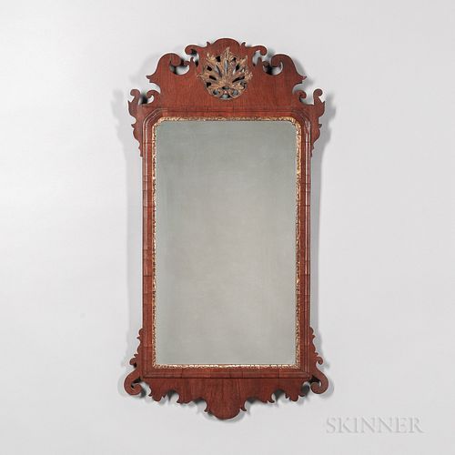 Mahogany Veneer Scroll-frame Looking Glass,England, late 18th/early 19th century