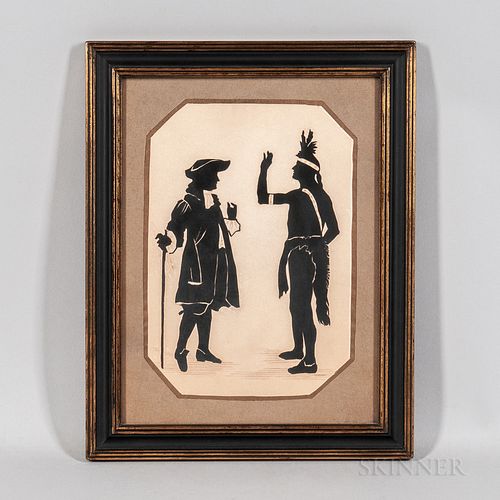 Silhouette Picture of William Penn Making a Treaty with an Indian,Emma M. Long, 1930