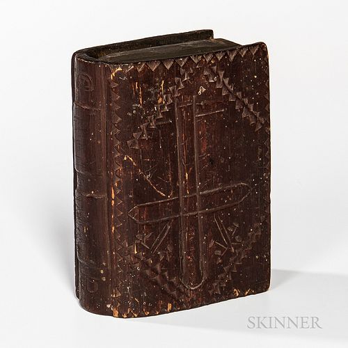 Chip-carved Spruce Gum Book-form Box,19th century