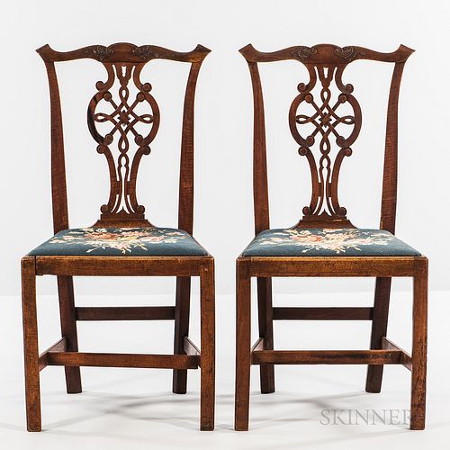 Pair of Chippendale Carved Mahogany Side Chairs,Massachusetts, c. 1760-80