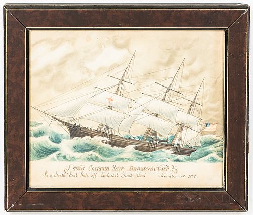 Framed Watercolor The Clipper Ship Dreadnought