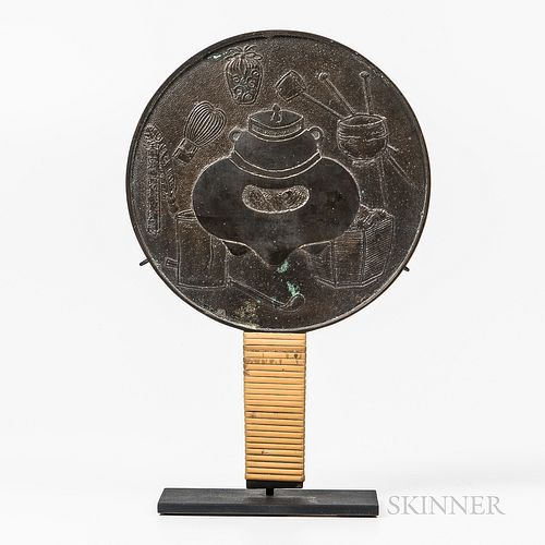 Chinese Hand Mirror on Stand,late 19th/early 20th century