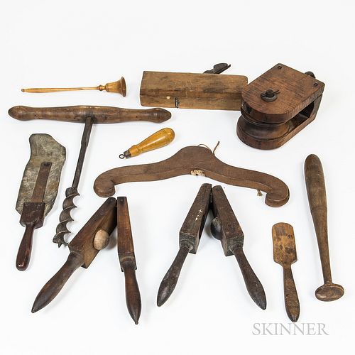 Group of Wooden Tools and Implements