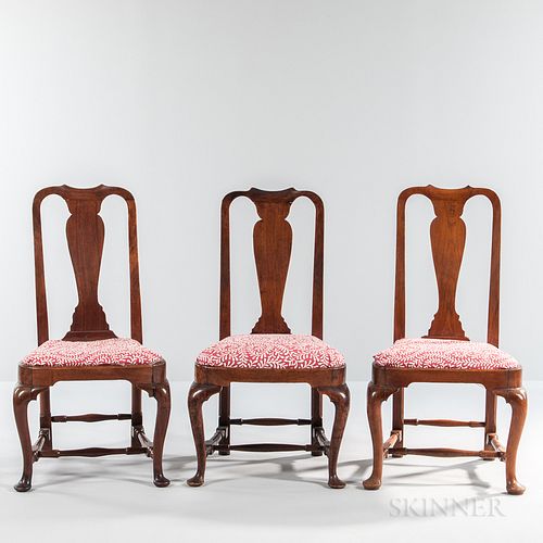 Assembled Set of Three Queen Anne Chairs,Massachusetts, c. 1740-60