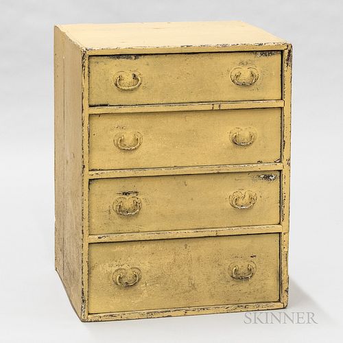 Shaker Yellow-painted Four-drawer Chest