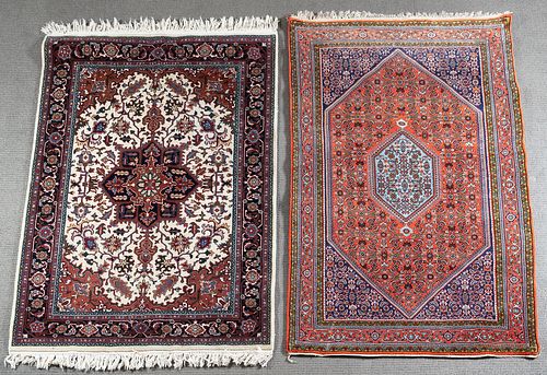 Two Rugs, a Southwest Persian rug, Iran, c. 1980, 7 ft. 8 in. x 4 ft. 9 in.; and an Indian rug, lg. 5 ft. 7 in.