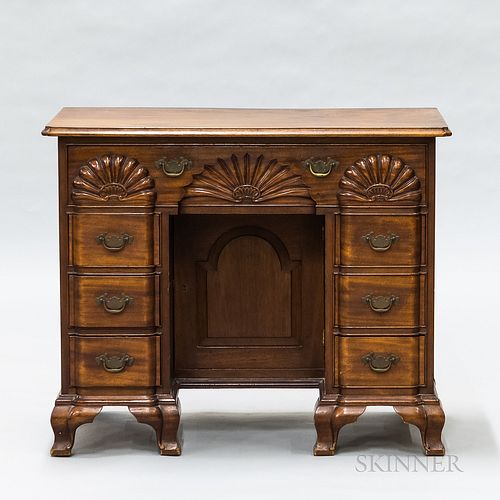 Chippendale-style Shell-carved Mahogany Small Desk,Nathan Margolis, Hartford, Connecticut, mid-20th century